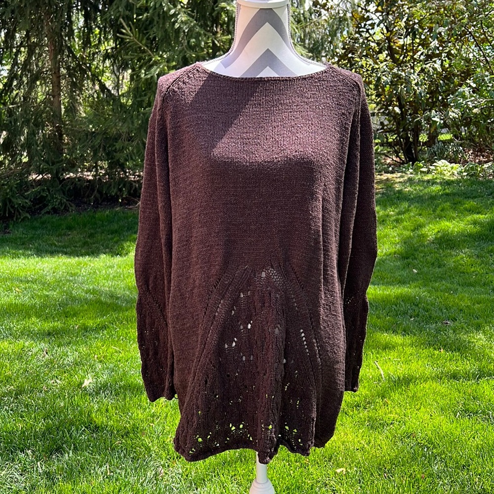 Pretty JJill brown lightweight nylon/cotton sweater